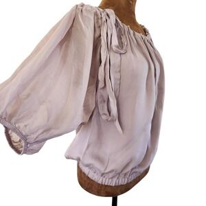 Ryu Silk Off The Shoulder Top Size S Relaxed Fit Mauve Puff Sleeve Women's